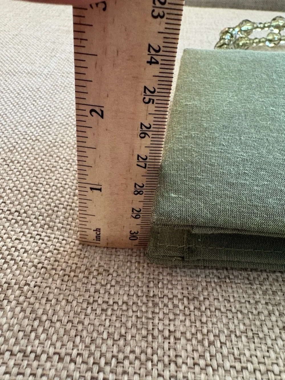 Talbots Sage Green Linen Silk Mini Bag Beaded Handle Structured Evening Clutch - Picture 10 of 10